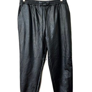 PREOWNED SAINTS 21 WOMEN'S FAUX LEATHER JOGGERS- BLACK- XSMALL